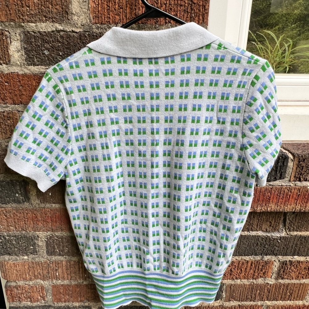 Tory Sport Green and Blue Patterned Knit Top - Picture 2 of 3
